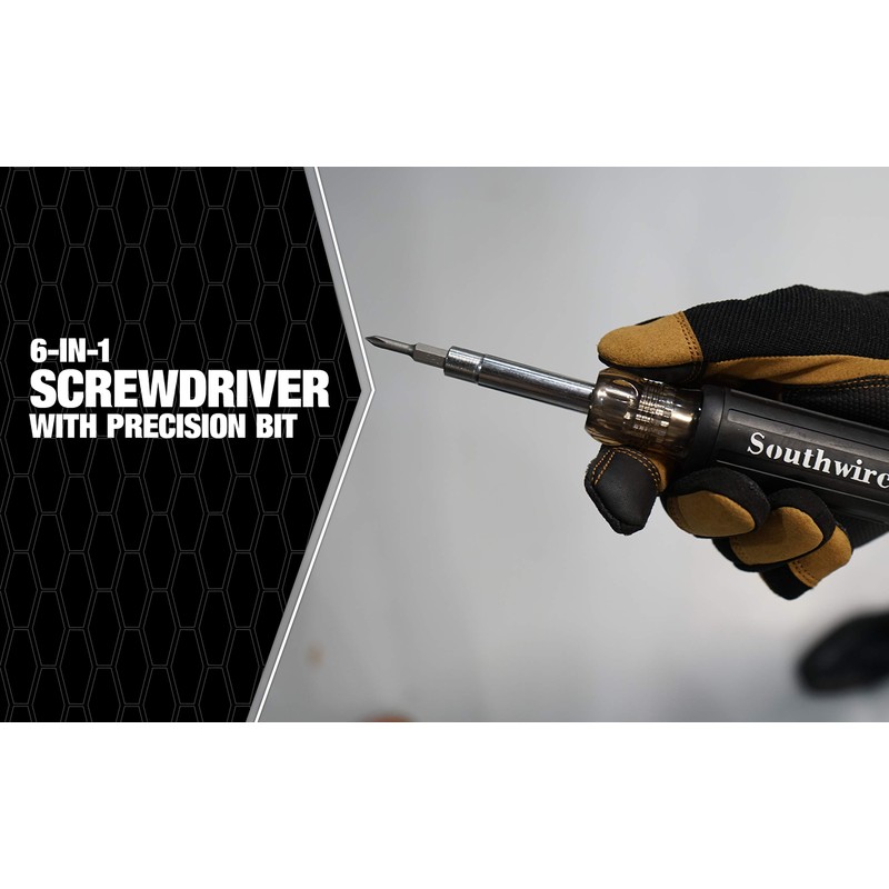 Southwire 65028840 SD6N1P 6-in-1 Screwdriver, Includes 5/16 nut Drivers, 1