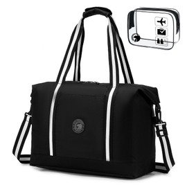 SPAHER Travel Bag Hand Luggage Large 32 L, Foldable Hand Luggage Bag for Airplane, for Easyjet Hand Luggage 45 x 36 x 20, Waterproof Sports Bag, Weekender for Men and Women with Travel Toiletry Bag,