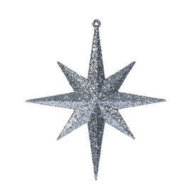 Vickerman 8" Pewter Iridescent Glitter Bethlehem Star Christmas Ornament, 4 per Box