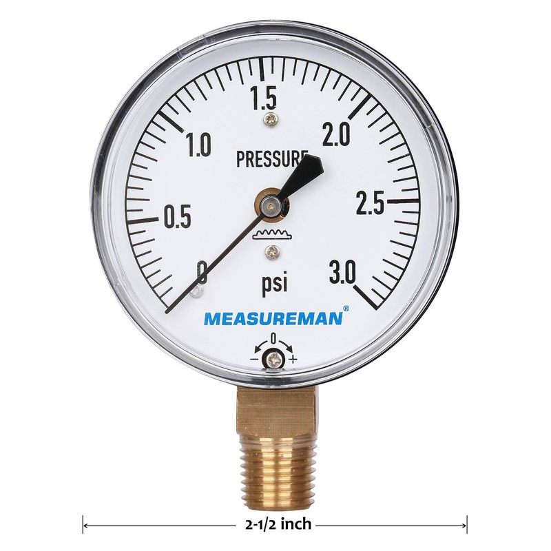 MEASUREMAN Diaphragm Type Capsule Low Pressure Gauge 3psi, 2-1/2" Dial,