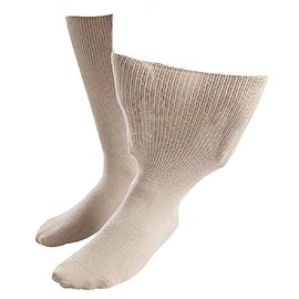 Sock Shop Iomi Footnurse - Mens & Womens Unisex Extra Wide Soft Cotton Oedema Socks for Swollen Feet (4-7 UK (37-42 eur), Beige)