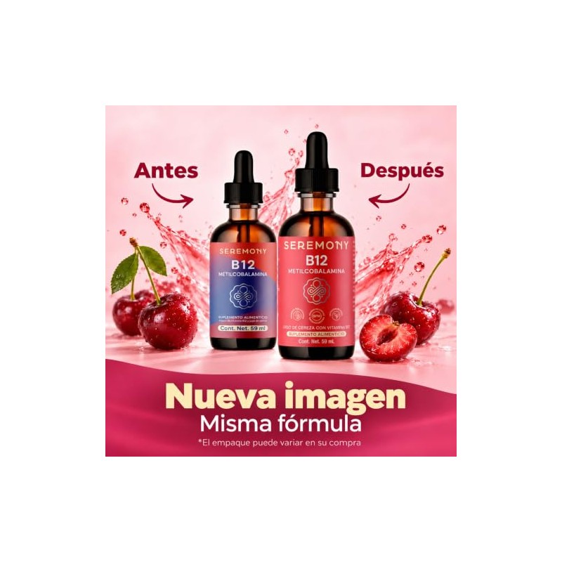 SEREMONY Vitamina B12 Metilcobalamina Sublingual Líquida en Gotas