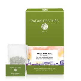 Palais des Thés Black Tea - Organic Paris For You By Night Blend with Citrus & Spices - Premium Tea Bags, Serves 20 Cups