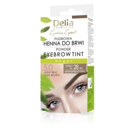 Delia Cosmetics - Powder Eyebrow Tint - LIGHT BROWN - Natural Herbs and Color - Enhanced, Darkened, Thick Brows - 20 Easy Applications / 4 Weeks - Complete Set