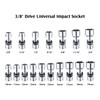 MIXPOWER 17-piece 3/8" Drive Universal Joint Socket Set, 6 Point,