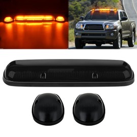 Nilight LED Cab Marker Lights 3 PCS Roof Running Light LED Smoke Lens Amber Cab Clearance Light Compatible with 2002-2007 Chevy Silverado GMC Sierra 1500 1500HD 2500 2500HD 3500