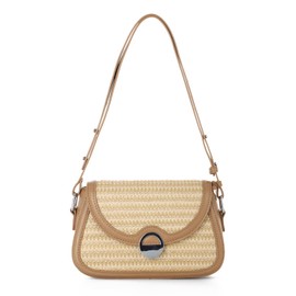 Jywmsc Gewebte Umhängetasche für Damen Korb-Strandtasche Geldbörse Stroh-Umhängetasche für den Sommer Frühling Urlaub