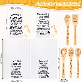 7 Pieces Nana Gifts Set Including 2 Pieces Nana Kitchen Towels Nana Dish Towels and 5 Pieces Bamboo Utensils for Mother's Day Nana Birthday Grandparent's Day
