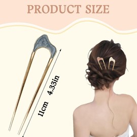 4 Pieces 2 Color U-Shaped Metal Vintage Hair Pins & Forks for Women's Buns Hairstyle, French Twist Elegant Hair Accessories, Chignon Hair Pins