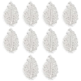 FINGERINSPIRE 10Pcs Leaves Beaded Rhinestone Patches Leaf Beaded Gauze Appliques 3x2.1cm Leaf Texture Rhinestone Patches Sew on Rhinestone Beaded Applique Clothing Repair Patches for Dress Hat DIY