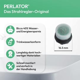 Perlator® Water-Saving Screw-In Jet Regulator with Key M16.5 x 1 ~ 5.7 l/min Set of 10