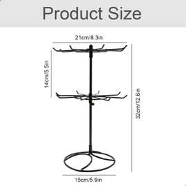 xtemtoamz Jewellery Stand Metal Necklaces Rotating Holder - 2 Tier Round Jewellery Chain Holder for Hanging Earrings, Rings, Bracelets, Watches, Accessories, Can Be Disassembled, Black