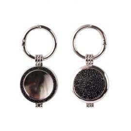 Compatible with AirTag Holder with Keychain,Sparkly Diamond Case Shockproof Protective Premium Bling Rhinestone Cover Skin (Black-Steel)