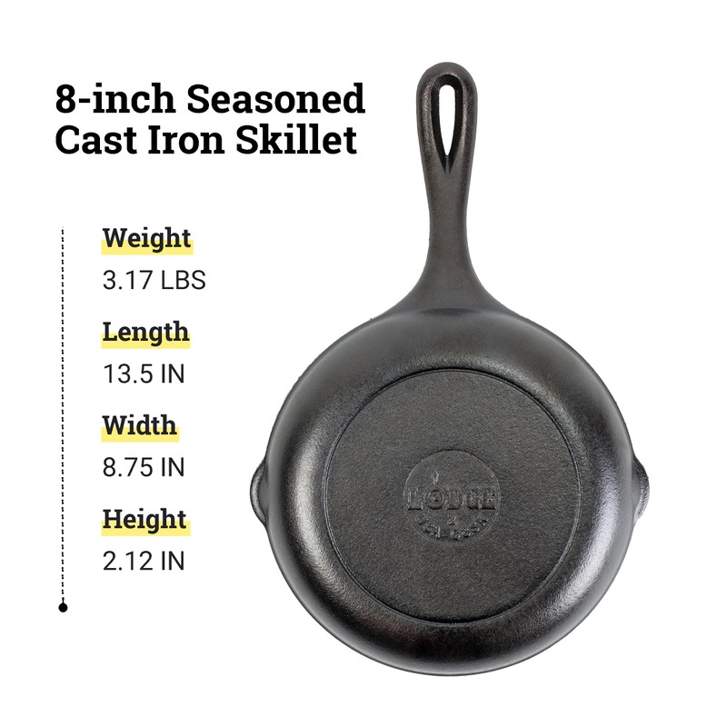 Lodge 8" Cast Iron Skillet - Chef Collection - Perfect