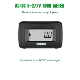 YOOREAL Digital AC/DC Hour Meter 5-277V,Waterproof Hour Meters Works on Various of ZTR Riding Lawn Mower Tractor Generator Land Trimmer UTV Brush Cutter.