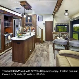 Facon 12V RV Dinette Light with 1 x E26 Replaceable Bulbs(Bulb Included), RV Pendant Dining Table Light with On&Off Switch, 12Volts RV Interior Light Fixture for Automotive Kitchen Island