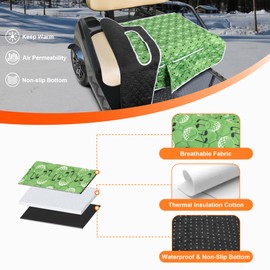 PGmoon Golf Cart Seat Covers, Universal Golf Cart Seat Towel Blanket with 4 Front Pockets & Nonskid Bottom Fits for EZGO, Yamaha, Club Car and More 2 Person Seats Golf Carts