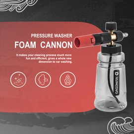Raincovo Foam Cannon Wide Mouth for Pressure Washer, Thick Snow Foam Lance for Car Wash, Adjustable Soap Cannon with 1/4 Inch Quick Connector, Additional 1.1mm Orifice Nozzle