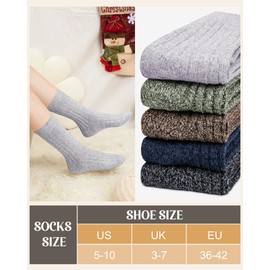 Loritta Wool Socks for Women, Winter Warm Stocking Stuffers Gifts for Women Cabin Crew Hiking Boot Socks,solid Color Vertical Stripes