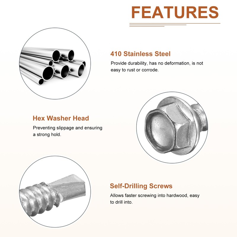 DTGN #14x1-1/2" Hex Washer Head Self Drilling Screws - 30Pack