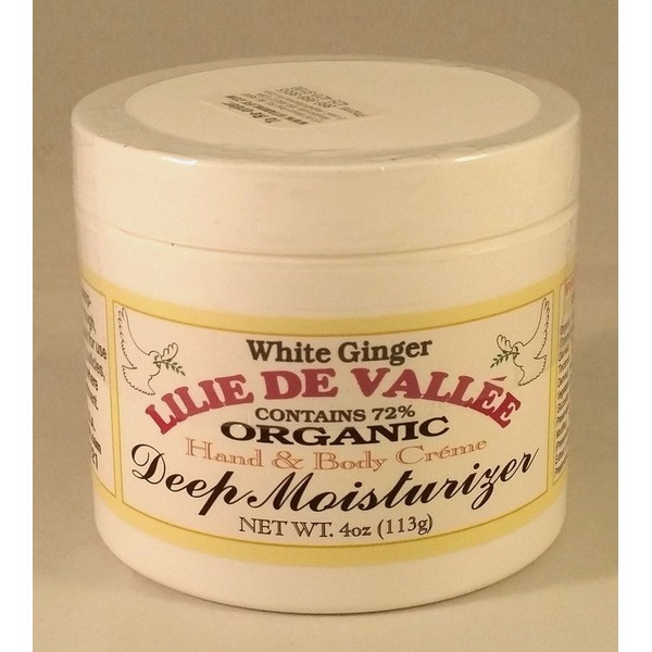 White Ginger Organic Hand & Body Creme Deep Moisturizer Lilie De Vallee 4 oz Cr