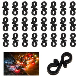 EQUIJUANCE Plastic Gutter Hooks, S Clips for Christmas Lights, Outdoor Decorations (60, Black)