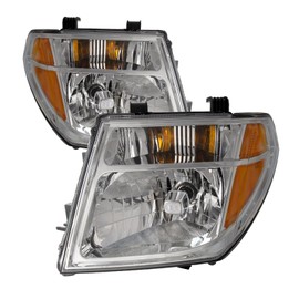 PERDE Chrome Housing Halogen Headlights Compatible with Nissan Frontier Pathfinder Includes Left Driver and Right Passenger Side Headlamps w/Performance Lens