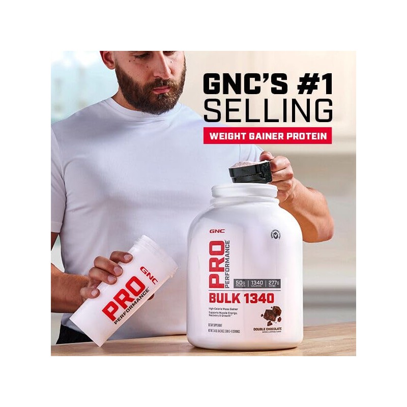 GNC Pro Performance Bulk 1340 Mass Gainer Protein Powder, 50g,