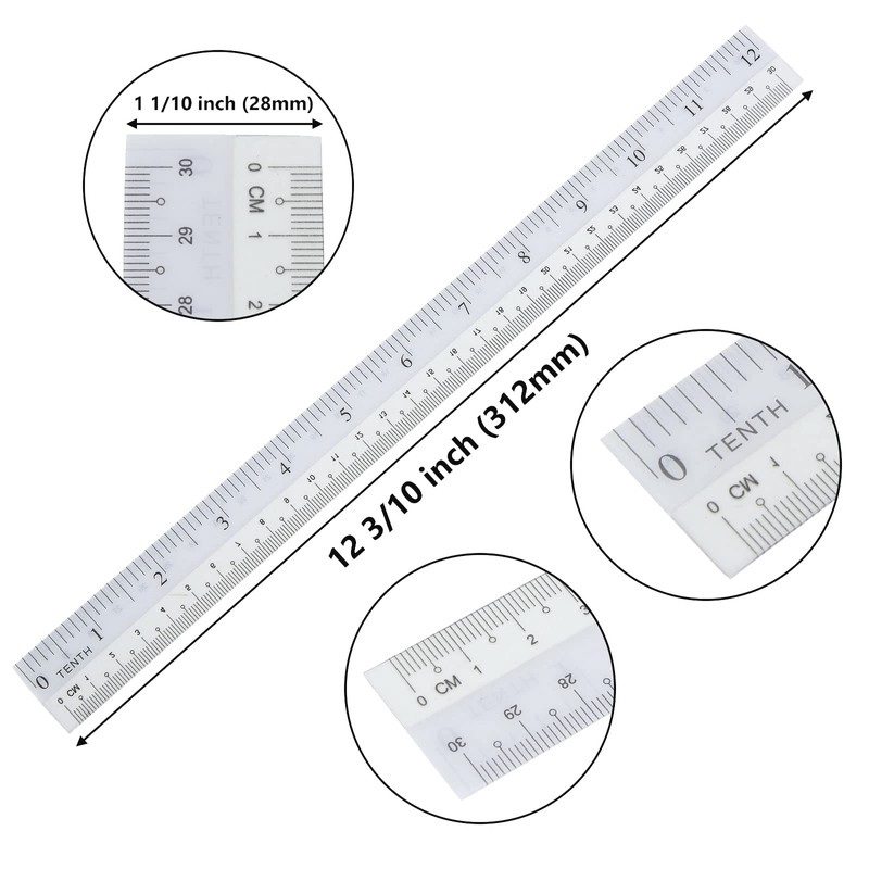 Aconnet 36 Pack Clear Flexible Ruler 12 Inch Plastic Bendable