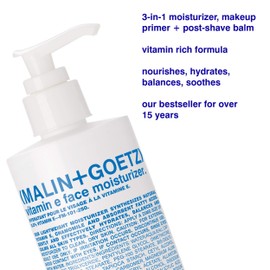 Malin + Goetz Vitamin E Face Moisturizer – hydrating, balancing, nourishing, face lotion for dry sensitive skin. multi-taksing, after shave, makeup primer, unisex cruelty free, vegan, 8.5 Fl Oz