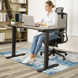 Anidaroel Home Office Chair Mat for Hardwood Floor/Tile, 36"x48" Floor Mat for Office Chair, Blue Office Rugs for Rolling Chairs, Anti-Slip Desk Chair Mat for Hardwood, Low Pile Office Chairs Rug