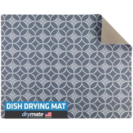 Drymate XL Dish Drying Mat, Oversized (19”x24”), Low-Profile, Super Absorbent, Quick Dry Fabric, Waterproof & Slip-Resistant, for Kitchen Counter, Trimmable, Easy to Clean (USA Made)(Indigo Grey)