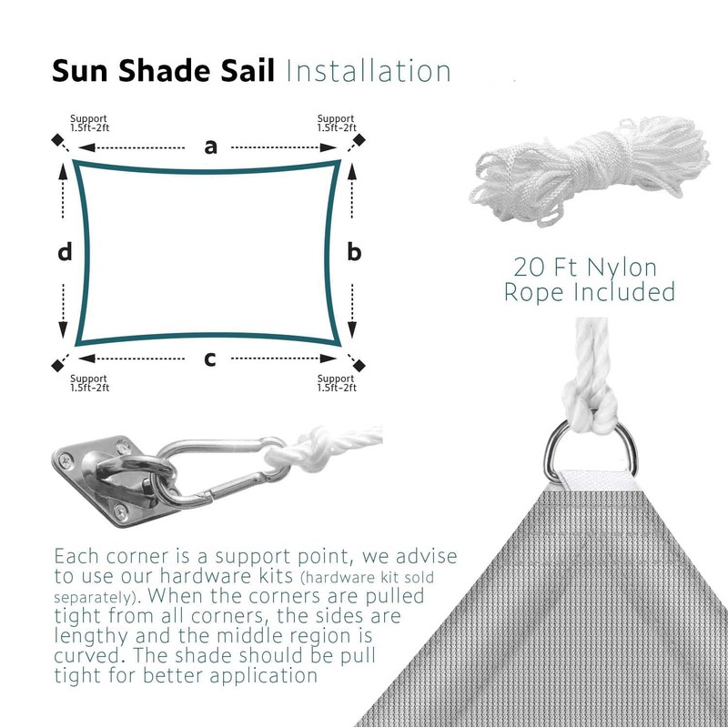 ECOOPTS 8'x8' HDPE Sun Shade Sail Rectangle Canopy Shades for