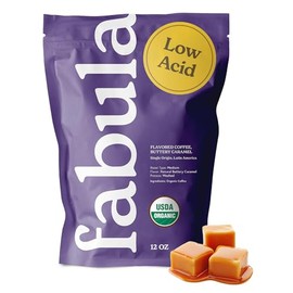 Fabula Buttery Caramel Flavored Organic Coffee Freshly Ground - Organic - Low Acid - Single Origin - Non-GMO - Mold Free - 12 Ounces
