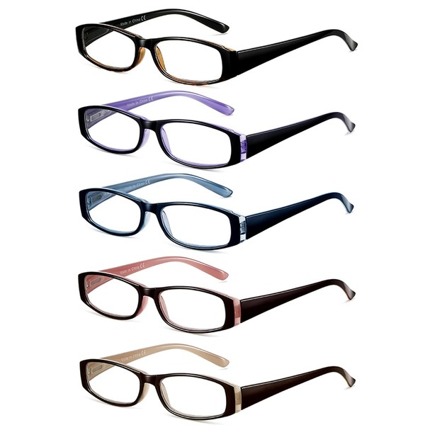 SOCTICK Reading Glasses Blue Light Blocking, 5-Pack Reading Glasses for