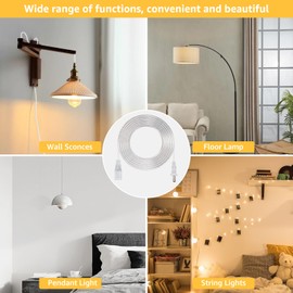 GoYeel 2 Part Clear Extension Cord, Thin Extension Cable White 10 ft 2 Prong Extension Cord Male and Female, Lightweight Power Extension Cable 250V 10A with Complimentary 8 Clips