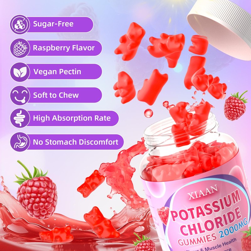 XIAAN Potassium Gummies for Women & Men, High Dose 2000mg