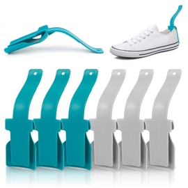 Schuhheber 10 Pcs Tragbarer Schuhlöffel Faul Schuhlöffel Flexible Robust Slip Schuhhelfer aus Kunststoff für Irgendwelche Schuhe, Schuhhelfer Unisex für Kinder Schwangere Senioren（Grau + Blau）