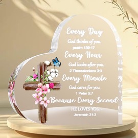 Christian Gifts for Women, Inspirational Acrylic Plaque With Bible Verse Prayer, Spiritual Keepsake Decor for Baptism, Easter, Christening Religious Gift Presents for Women Men Friends