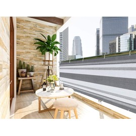 LOVE STORY Balcony Privacy Screen, 3'x10' Deck Shield Screen Fence Cover,UV Protection and Weather-Resistant,3 FT Height for Deck, Patio, Backyard, Outdoor Pool, Porch, Railing, Grey and White