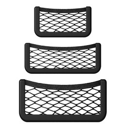 SGERUFZ 3 Stück Selbstklebend Elastisch Ablagenetz Auto Kofferraum Aufbewahrungsnetz Tasche für Mobiltelefone Führerschein Kleinteile (3 Größen)