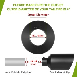 Unbranded 4" Inlet 8" Outlet 15'' Long Exhaust Tip Stainless Steel For Dodge RAM 1500 2500