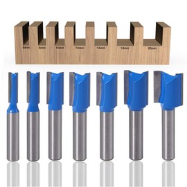 ASNOMY 7 Piece 8 mm Shank Groove Cutter Set, 6 mm 8 mm 10 mm 12 mm 14 mm 18 mm 20 mm Milling Cutter Router Bits, Wood Straight Router Bit Set, Carbide Milling Tool Set for Woodworking, Groove Chisel