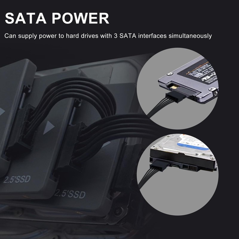 HuaLiSiJi SATA Cable Splitter 3 Compartments SATA Power Cable Splitter