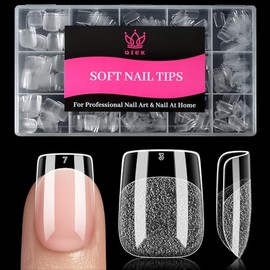 Uñas Postizas Cuadradas Extracortas, 15 Tamaños, 240 Unidades, Transparentes, Francesas, Semimate, Preformadas, Cobertura Total, Extensiones De Gel, D
