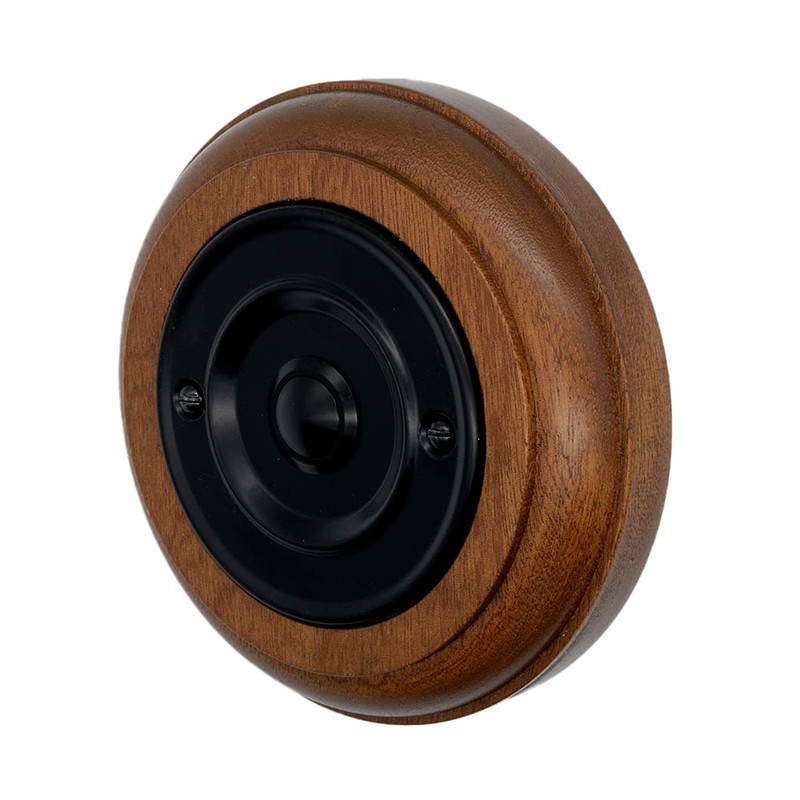 Modern Living Round Wireless Doorbell in Mahogany and Black -