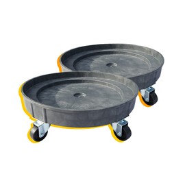 ELAFROS 30 Gallon and 55 Gallon Heavy Duty Plastic Drum Dolly – Durable Plastic Drum Cart 900 lb. Capacity- Barrel Dolly with 5 Swivel Casters Wheel, Grey, 2 Packs