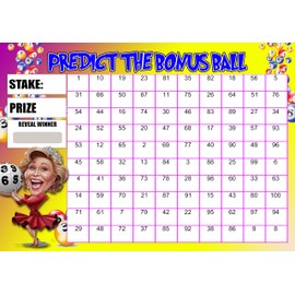Gifts and Temptations Bonus Ball Fundraising Card Scratch Cards, A4 Size, Lottery Game for Parties, Fayres, Pubs, Events