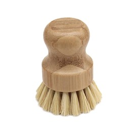 Bamboo Dish Brush, Natural Wooden Bamboo Dish Brush, Round Dish Brush, Bamboo Pot Brush for Cast Iron, Kitchen Sink, Household Cleaning