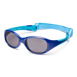 Kiddus One-Piece Sunglasses. For baby boys and girls. Age 0 to 24 months. Safe UV400 sun filter. Adjustable and removable elastic band. Shatter-proof. Allroad - 01 Blue